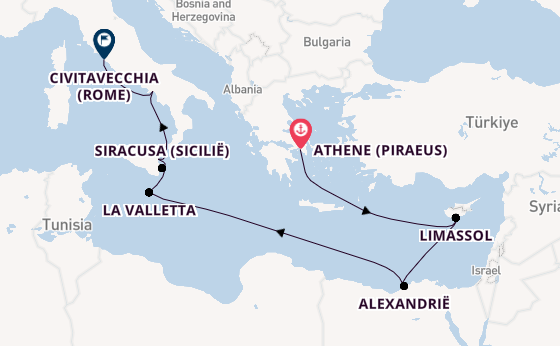 Middellandse Zee vanaf Athene (Piraeus), Griekenland met de Azamara Onward