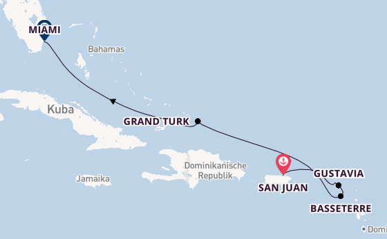 Karibik ab San Juan, Puerto Rico auf der Explora III