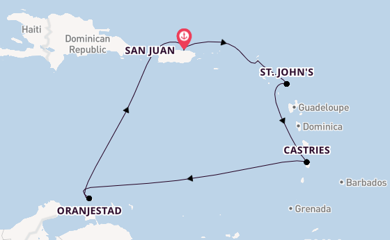 Caribbean from San Juan, Puerto Rico with the Scarlet Lady