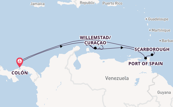 Southern Caribbean from Colón, Panama with the Grandeur of the Seas