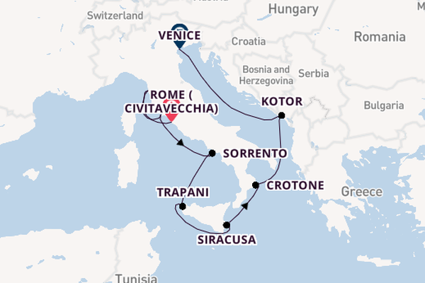 Western Mediterranean from Rome (Civitavecchia), Italy with the Azamara Onward