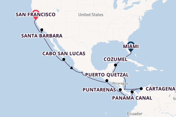Central America from San Francisco, California with the EUROPA
