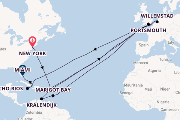 trans-Atlantisch vanaf New York, Verenigde Staten met de MS EUROPA