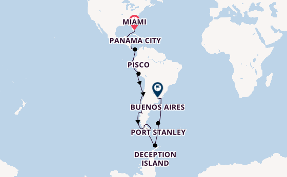 South America from Miami, Florida with the Azamara Quest