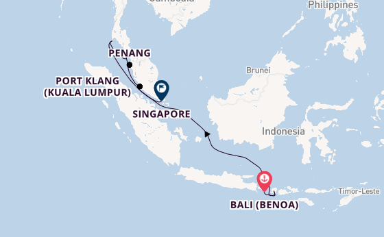 South East Asia from Bali (Benoa), Indonesia with the Celebrity Millennium