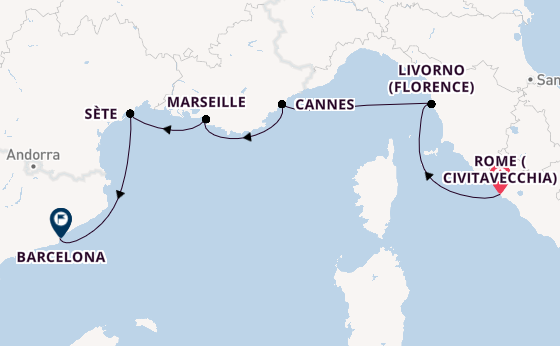 Western Mediterranean from Rome (Civitavecchia), Italy with the Viking Vela