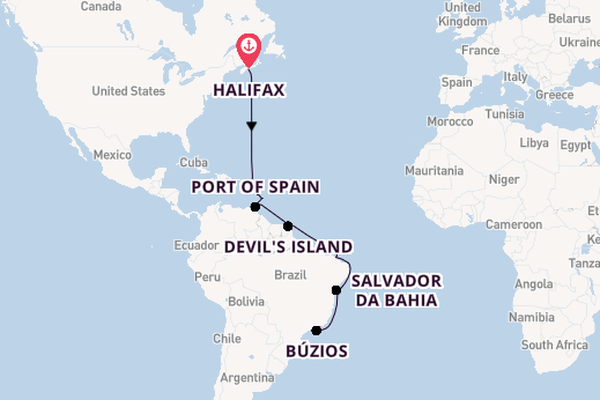 South America from Halifax, Canada with the Seabourn Venture