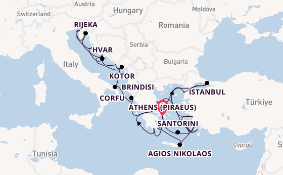 Eastern Mediterranean from Athens (Piraeus), Greece with the Seabourn Ovation 