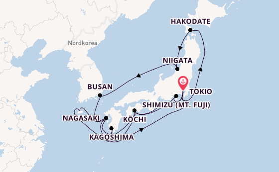 Japan ab Tokio, Japan auf der Diamond Princess