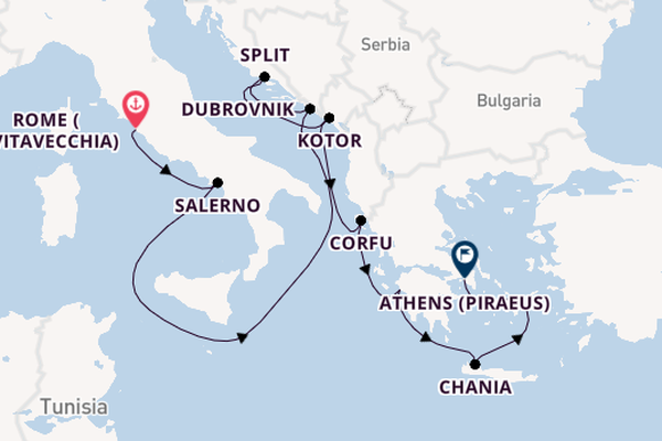 Eastern Mediterranean from Rome (Civitavecchia), Italy with the Enchanted Princess