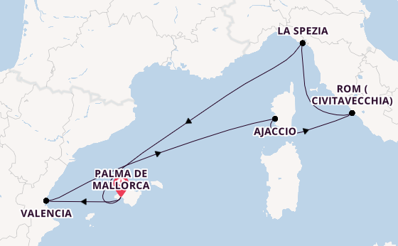 Westliches Mittelmeer ab Palma de Mallorca, Spanien auf der Mein Schiff 3