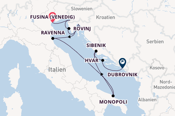 Mittelmeer ab Fusina (Venedig) auf der EUROPA 2