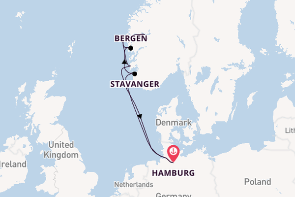 Noorwegen vanaf Hamburg, Duitsland met de Mein Schiff Flow