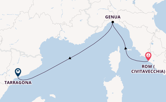 Westliches Mittelmeer ab Civitavecchia (Rom), Italien auf der MSC Divina