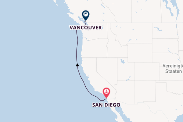 USA Westküste ab San Diego, USA auf der Oosterdam