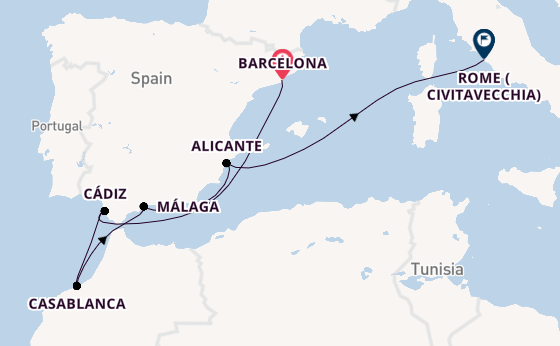 Western Mediterranean from Barcelona, Spain with the MSC Magnifica