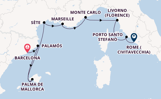 Western Mediterranean from Barcelona, Spain with the Silver Spirit