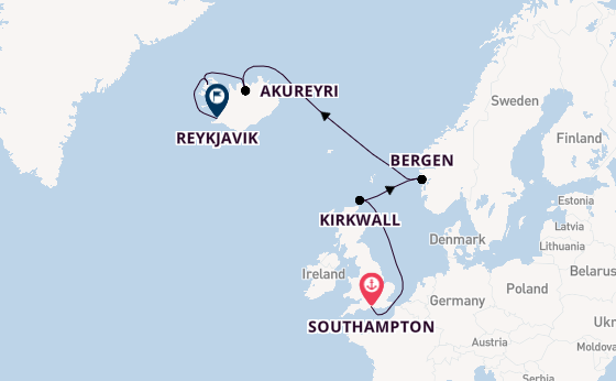 Arctic Ocean from Southampton, England with the Norwegian Star