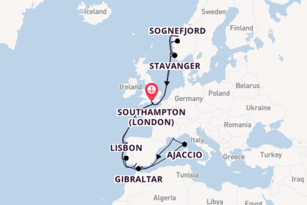 Sailing from Southampton (London) via Ajaccio