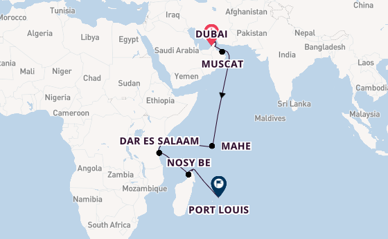 Indian Ocean from United Kingdom with the Seven Seas Voyager
