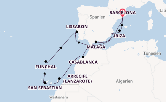 Mittelmeer ab Barcelona, Spanien auf der EXPLORA II