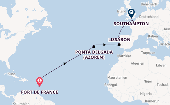 Karibik ab Fort de France, Martinique auf der MSC Meraviglia