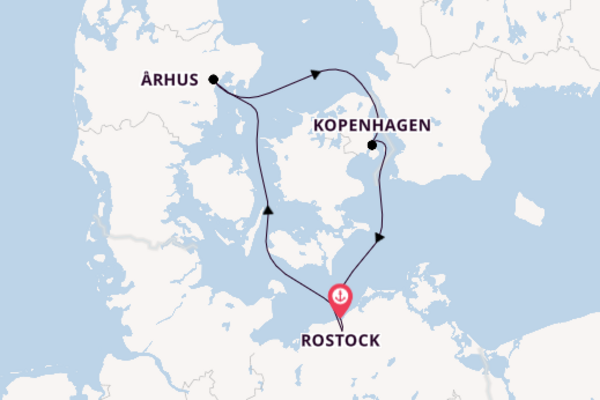 Oostzee vanaf Rostock, Warnemünde, Duitsland met AIDAmar