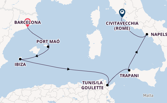 Westelijke Middellandse Zee vanaf Barcelona, Spanje met de Explora VI