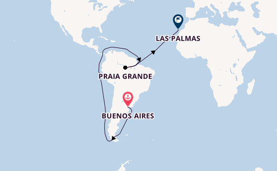 Südamerika ab Buenos Aires, Argentinien auf der Le Lyrial
