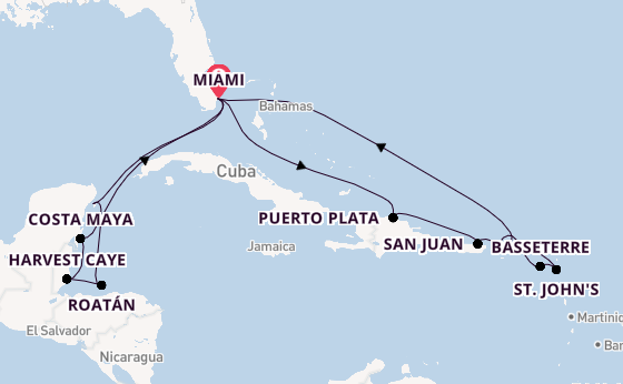 Caribbean from Miami, Florida, USA with the Sonata (Oceania)