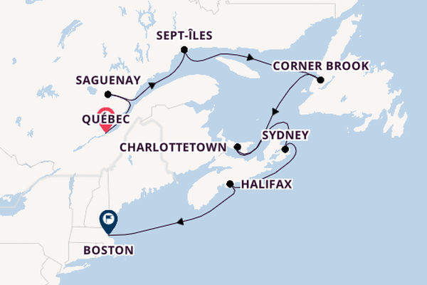 Nieuw-Engeland vanaf Québec, Canada met de Caribbean Princess