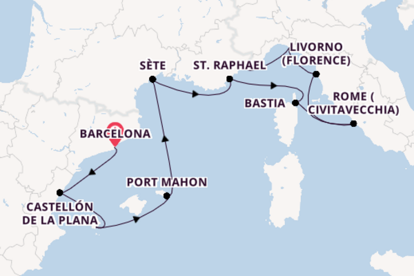 Western Mediterranean from Barcelona, Spain with the Nautica