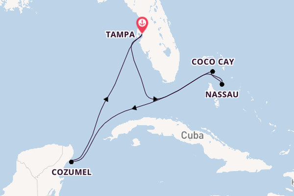 Caribbean from Tampa, Florida, USA with the Enchantment of the Seas