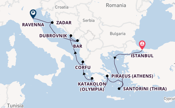 Eastern Mediterranean from Istanbul, Turkey with the Norwegian Viva