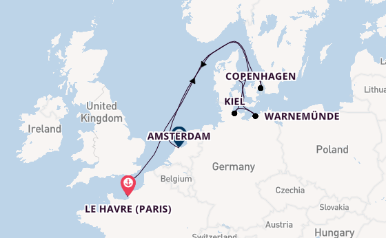 England from Le Havre (Paris), France with the Carnival Miracle