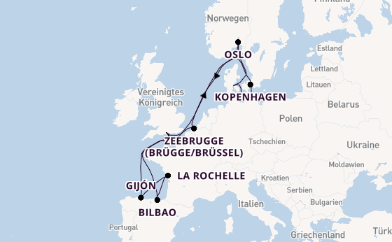 England ab Southampton, Großbritannien auf der MSC Meraviglia