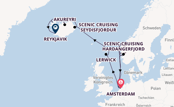 Norwegen ab Amsterdam, Niederlande auf der Zuiderdam