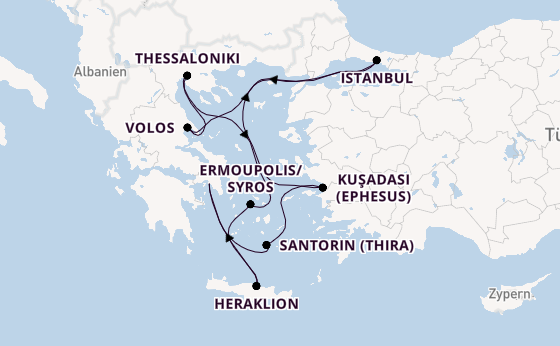 Östliches Mittelmeer ab Piräus (Athen), Griechenland auf der Silver Nova