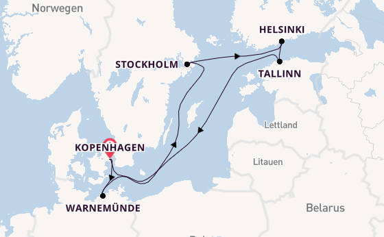 Ostsee ab Kopenhagen, Dänemark auf der MSC Splendida