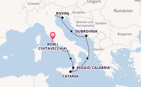Mittelmeer ab Civitavecchia (Rom), Italien auf der Seven Seas Grandeur