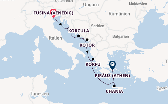 Östliches Mittelmeer ab Fusina (Venedig) auf der Azamara Quest