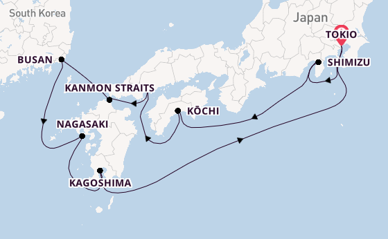 Japan vanaf Tokio, Japan met de Diamond Princess