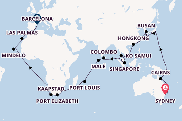 Zuidoost-Azië vanaf Sydney, Australië met de Costa Deliziosa