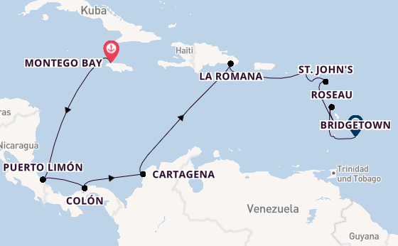 Karibik ab Montego Bay auf AIDAbella