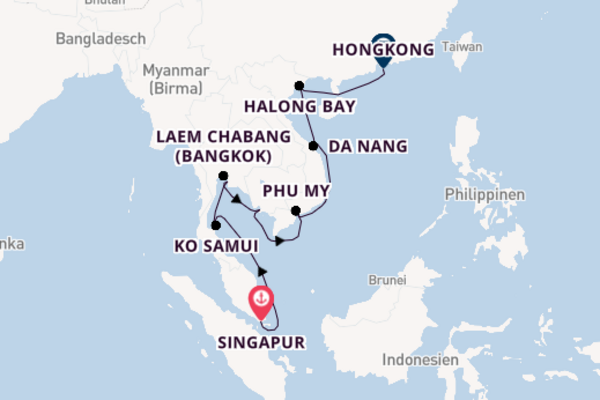 Beeindruckende Kreuzfahrt über Laem Chabang (Bangkok) nach Hongkong