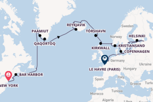 Voyage from New York to Le Havre (Paris) via Stavanger