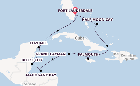 Caribbean vanaf Fort Lauderdale, Verenigde Staten met de Rotterdam