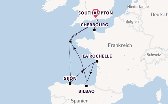 England ab Southampton, Großbritannien auf der MSC Meraviglia