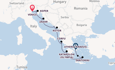 Eastern Mediterranean from Venice, Italy with the Viking Jupiter