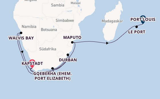 Südliches Afrika ab Kapstadt, Südafrika auf AIDAblu